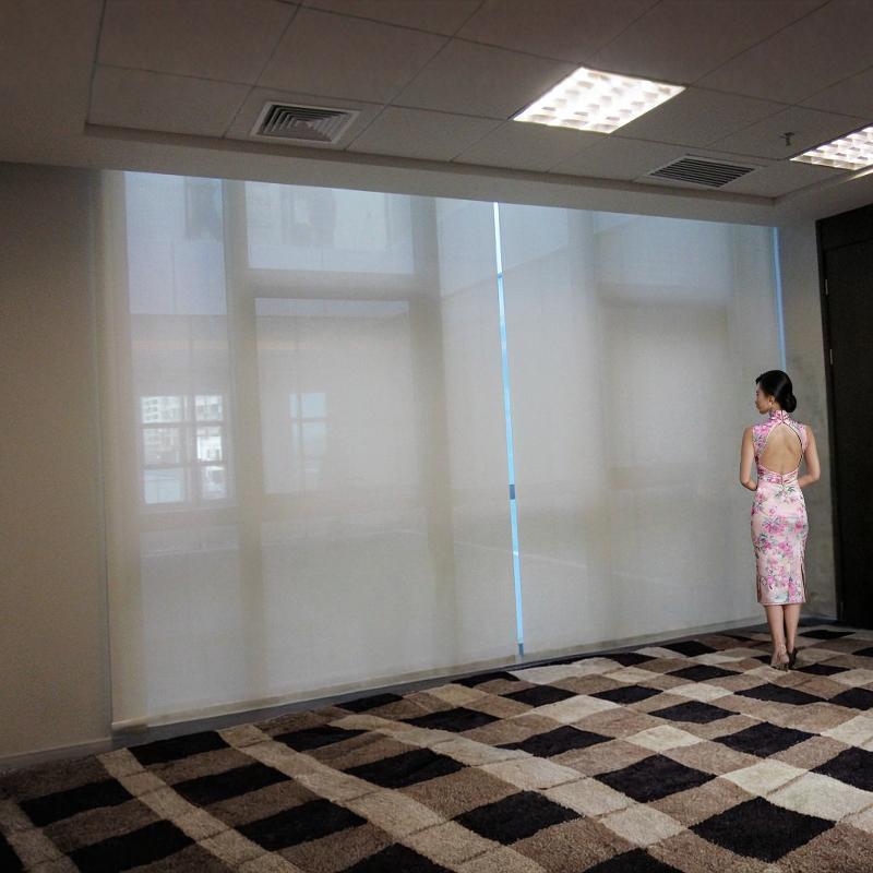 米白色阳光面料卷帘